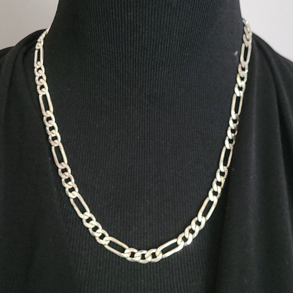 Diamond Cut Sterling Silver Figaro Chain
